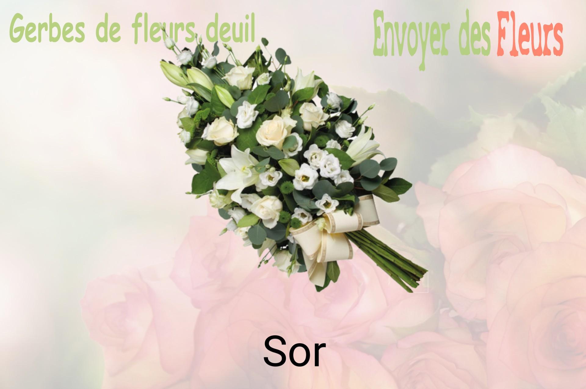 Gerbe de fleurs de deuil livrée à Sor